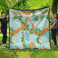 Aloha Festive Hawaii Quilt Mokihana - Maile and Ilima on Turquoise - Polynesian Pride
