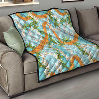 Aloha Festive Hawaii Quilt Mokihana - Maile and Ilima on Turquoise - Polynesian Pride