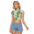 Aloha Festive Hawaii Raglan Cropped T Shirt Mokihana - Maile and Ilima on Turquoise - Polynesian Pride