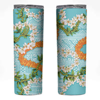 Aloha Festive Hawaii Skinny Tumbler Mokihana - Maile and Ilima on Turquoise - Polynesian Pride