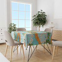 Aloha Festive Hawaii Tablecloth Mokihana - Maile and Ilima on Turquoise - Polynesian Pride