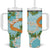 Aloha Festive Hawaii Tumbler With Handle Mokihana - Maile and Ilima on Turquoise - Polynesian Pride