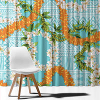 Aloha Festive Hawaii Window Curtain Mokihana - Maile and Ilima on Turquoise - Polynesian Pride
