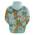 Aloha Festive Hawaii Zip Hoodie Mokihana - Maile and Ilima on Turquoise - Polynesian Pride