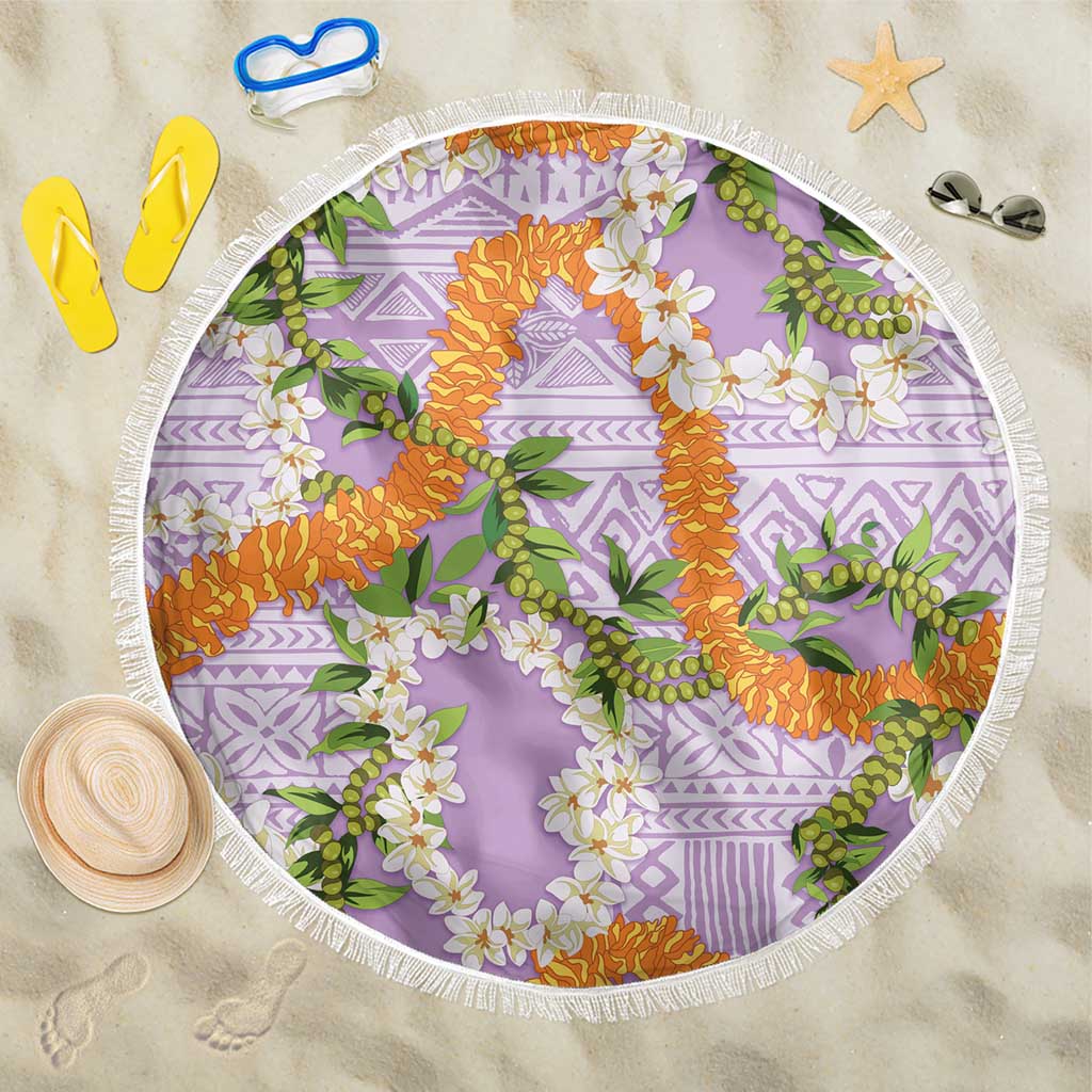 Aloha Festive Hawaii Beach Blanket Mokihana - Maile and Ilima on Lilac LT7 One Size 150cm Lilac - Polynesian Pride