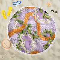 Aloha Festive Hawaii Beach Blanket Mokihana - Maile and Ilima on Lilac - Polynesian Pride