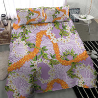 Aloha Festive Hawaii Bedding Set Mokihana - Maile and Ilima on Lilac - Polynesian Pride
