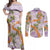 Aloha Festive Hawaii Couples Matching Off Shoulder Maxi Dress and Long Sleeve Button Shirt Mokihana - Maile and Ilima on Lilac - Polynesian Pride