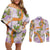 Aloha Festive Hawaii Couples Matching Off Shoulder Short Dress and Long Sleeve Button Shirt Mokihana - Maile and Ilima on Lilac - Polynesian Pride