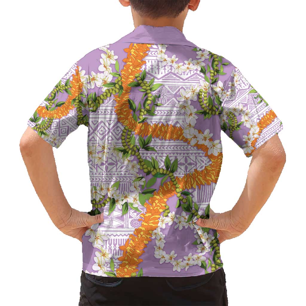 Aloha Festive Hawaii Family Matching Off Shoulder Maxi Dress and Hawaiian Shirt Mokihana - Maile and Ilima on Lilac LT7 - Polynesian Pride