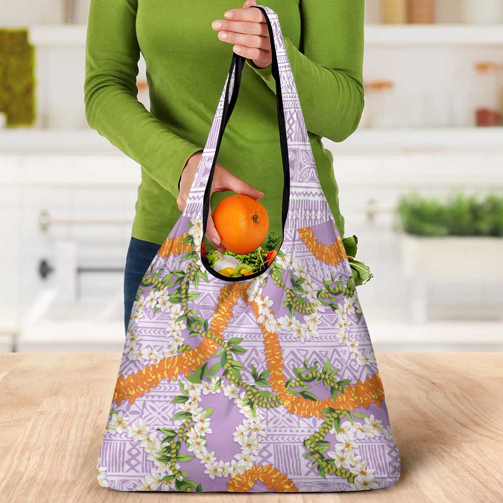 Aloha Festive Hawaii Grocery Bag Mokihana - Maile and Ilima on Lilac - Polynesian Pride