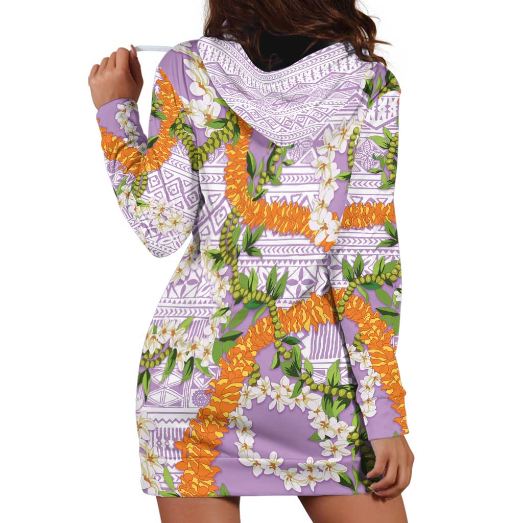 Aloha Festive Hawaii Hoodie Dress Mokihana - Maile and Ilima on Lilac - Polynesian Pride