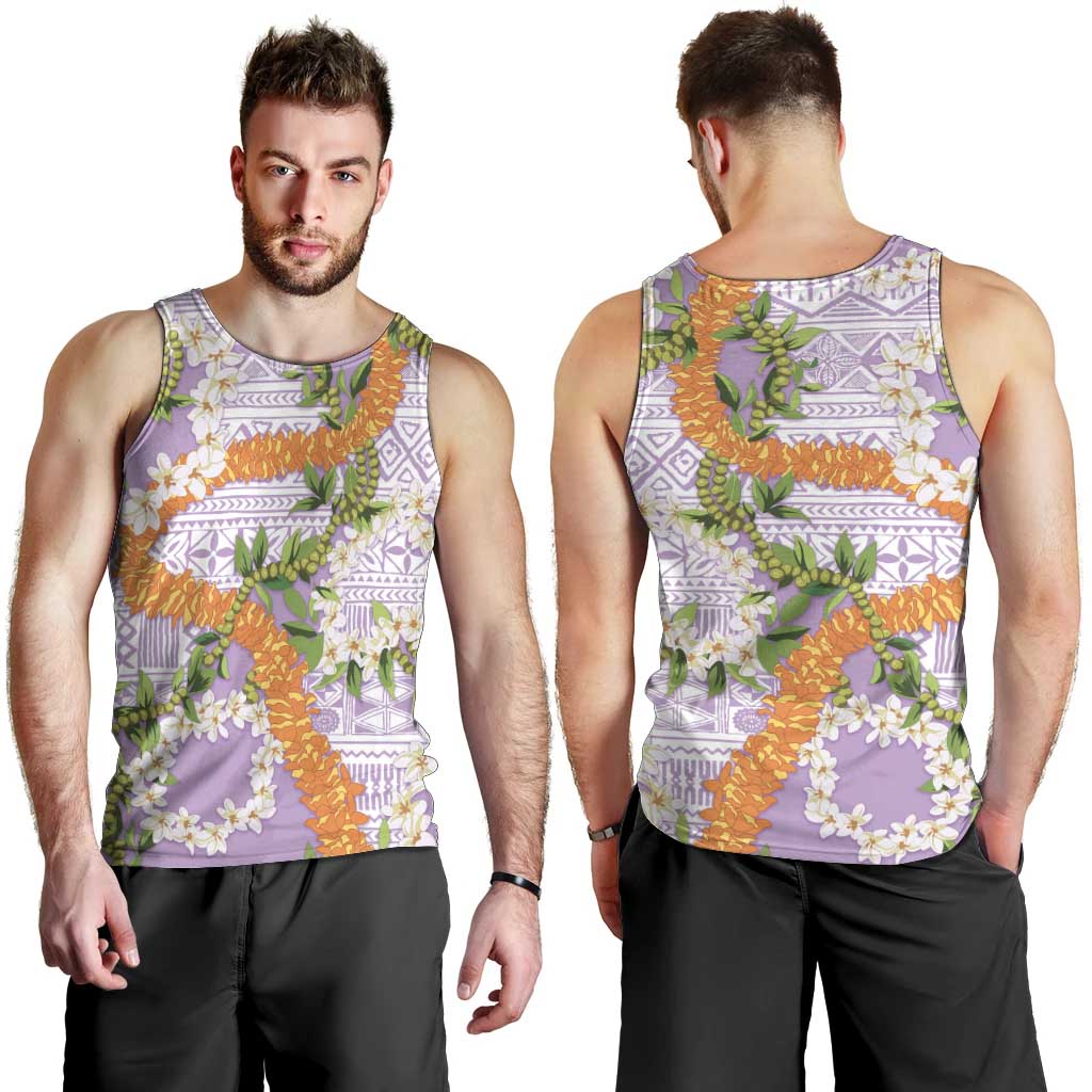 Aloha Festive Hawaii Men Tank Top Mokihana - Maile and Ilima on Lilac - Polynesian Pride