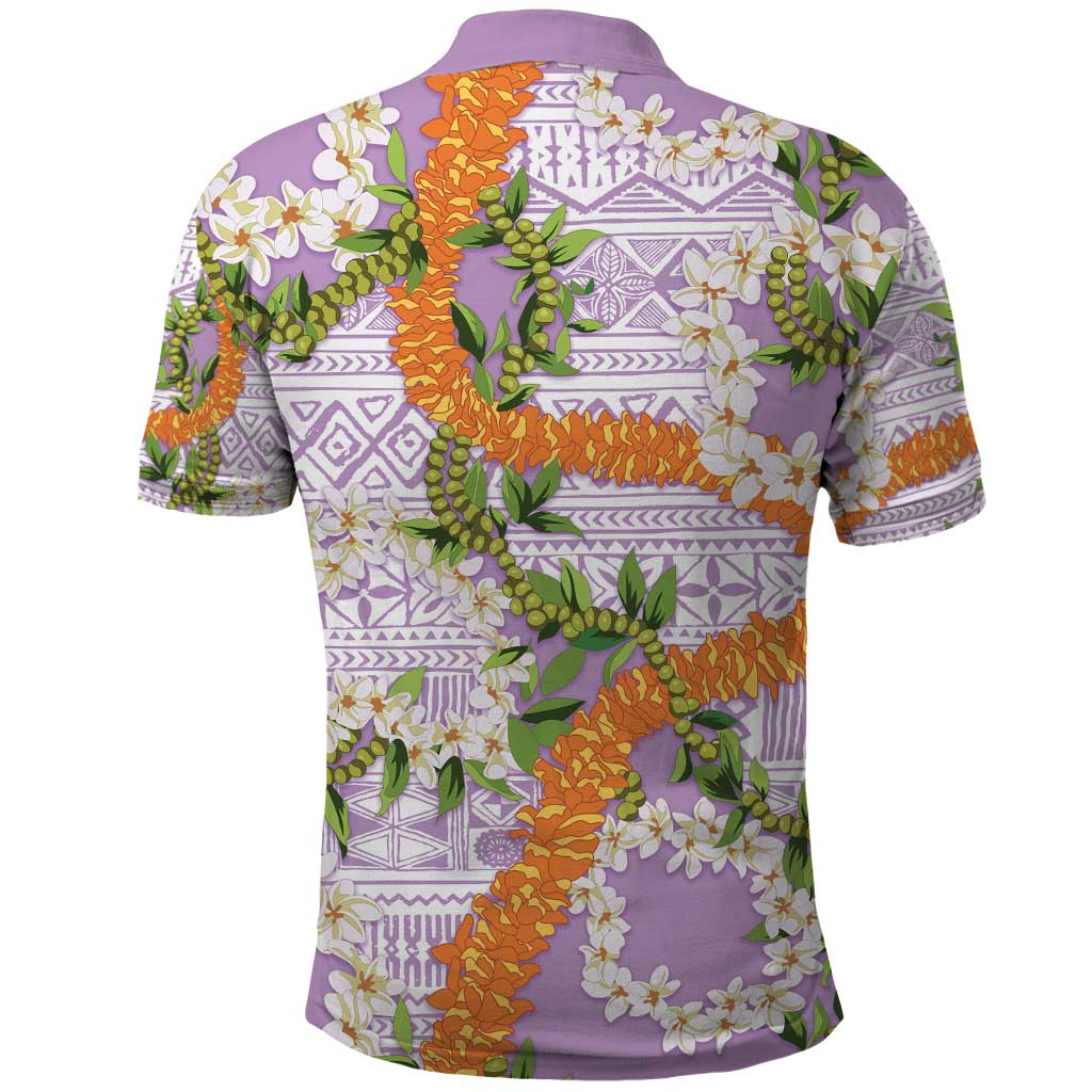 Aloha Festive Hawaii Polo Shirt Mokihana - Maile and Ilima on Lilac - Polynesian Pride