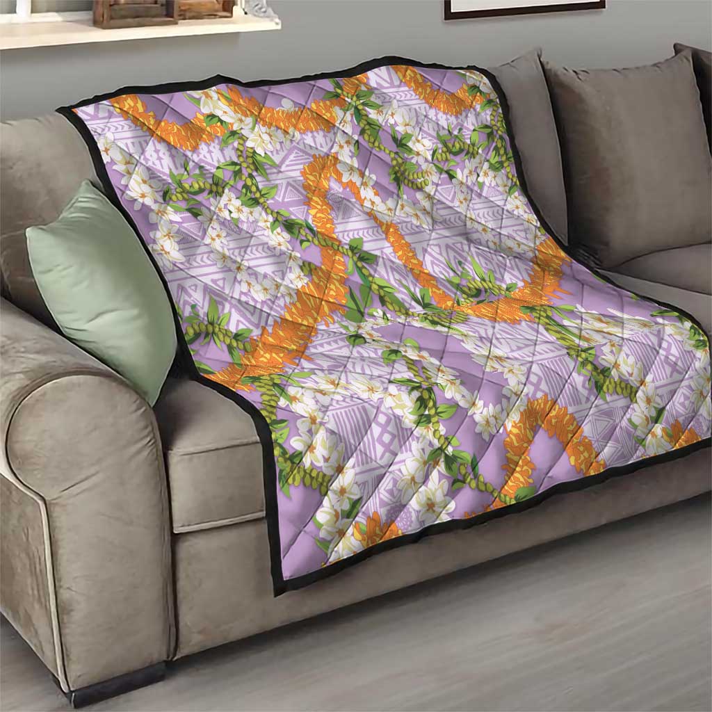 Aloha Festive Hawaii Quilt Mokihana - Maile and Ilima on Lilac - Polynesian Pride