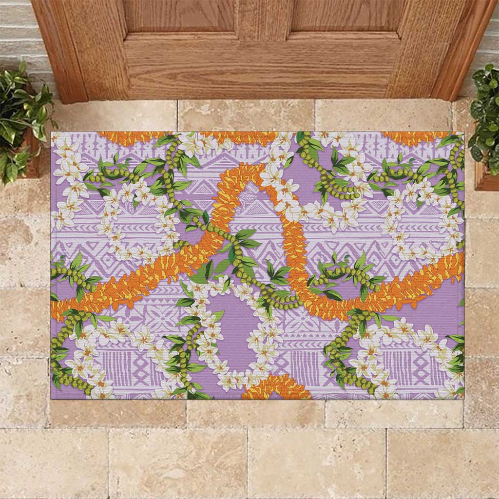 Aloha Festive Hawaii Rubber Doormat Mokihana - Maile and Ilima on Lilac LT7 Lilac - Polynesian Pride