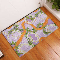 Aloha Festive Hawaii Rubber Doormat Mokihana - Maile and Ilima on Lilac - Polynesian Pride