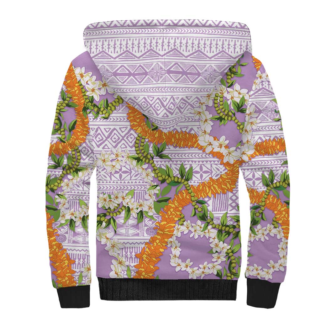 Aloha Festive Hawaii Sherpa Hoodie Mokihana - Maile and Ilima on Lilac LT7 - Polynesian Pride