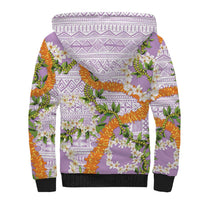 Aloha Festive Hawaii Sherpa Hoodie Mokihana - Maile and Ilima on Lilac LT7 - Polynesian Pride