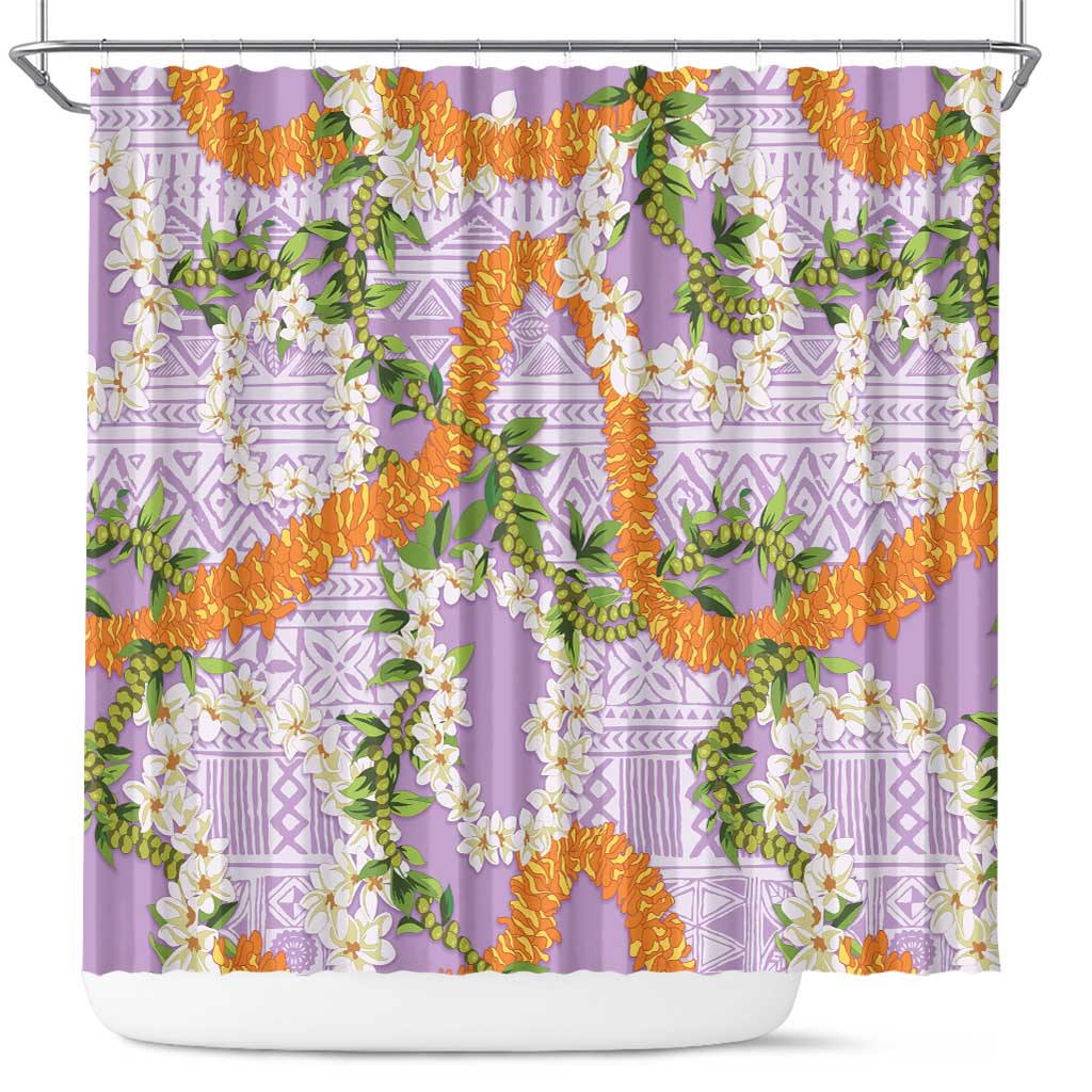 Aloha Festive Hawaii Shower Curtain Mokihana - Maile and Ilima on Lilac LT7 Lilac - Polynesian Pride