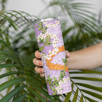 Aloha Festive Hawaii Skinny Tumbler Mokihana - Maile and Ilima on Lilac - Polynesian Pride