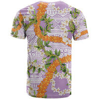 Aloha Festive Hawaii T Shirt Mokihana - Maile and Ilima on Lilac - Polynesian Pride