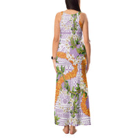 Aloha Festive Hawaii Tank Maxi Dress Mokihana - Maile and Ilima on Lilac - Polynesian Pride