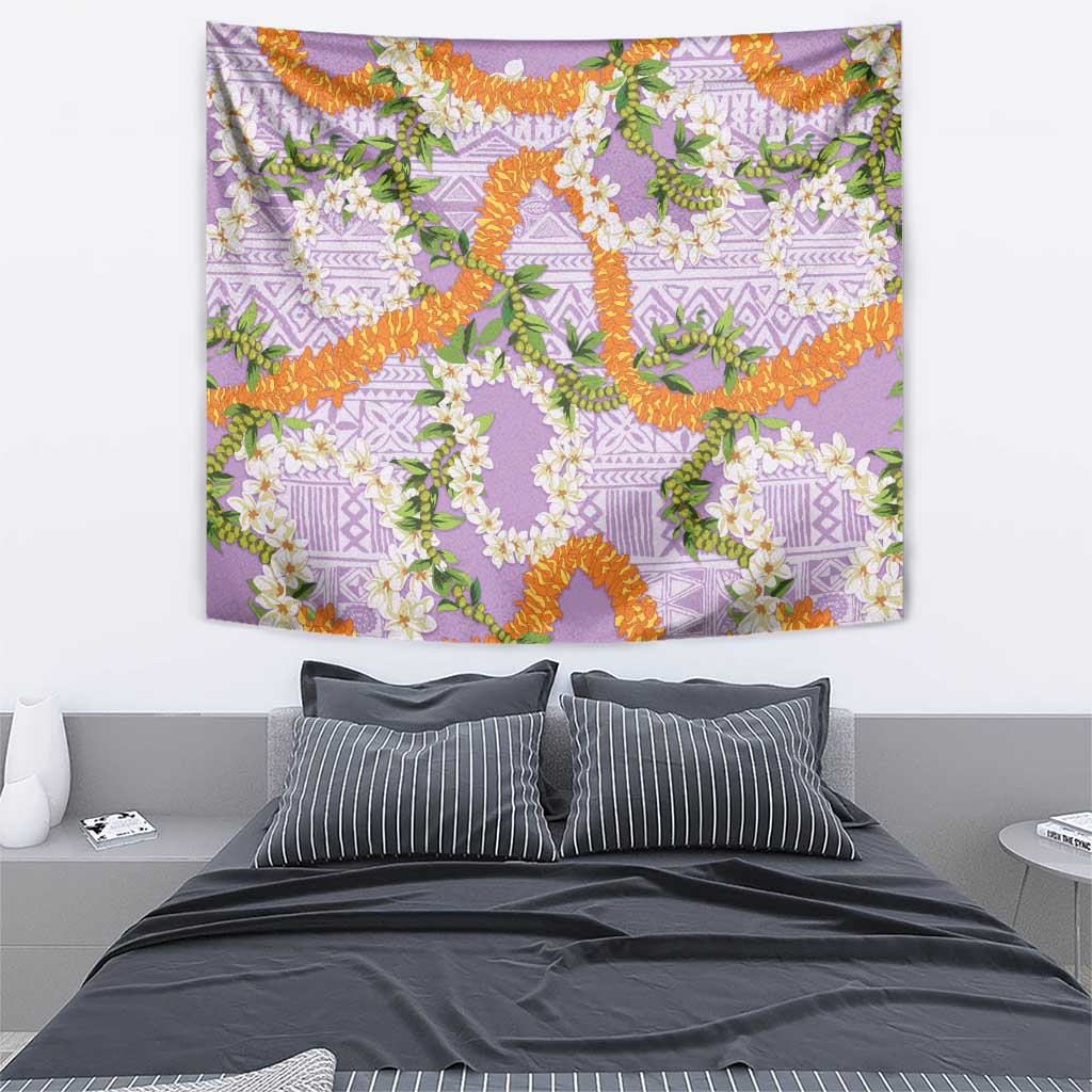 Aloha Festive Hawaii Tapestry Mokihana - Maile and Ilima on Lilac - Polynesian Pride