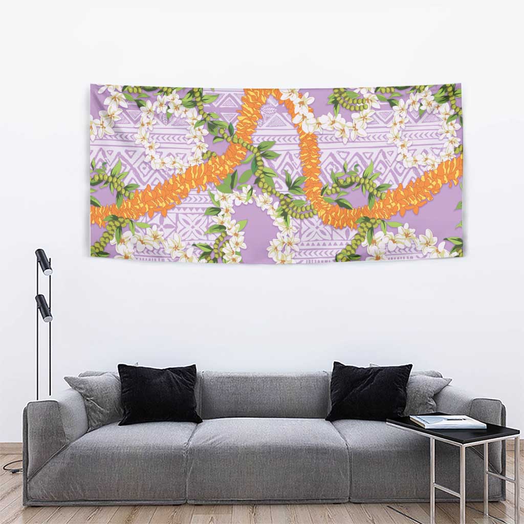 Aloha Festive Hawaii Tapestry Mokihana - Maile and Ilima on Lilac - Polynesian Pride