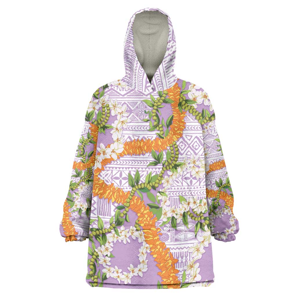 Aloha Festive Hawaii Wearable Blanket Hoodie Mokihana - Maile and Ilima on Lilac LT7 One Size Lilac - Polynesian Pride