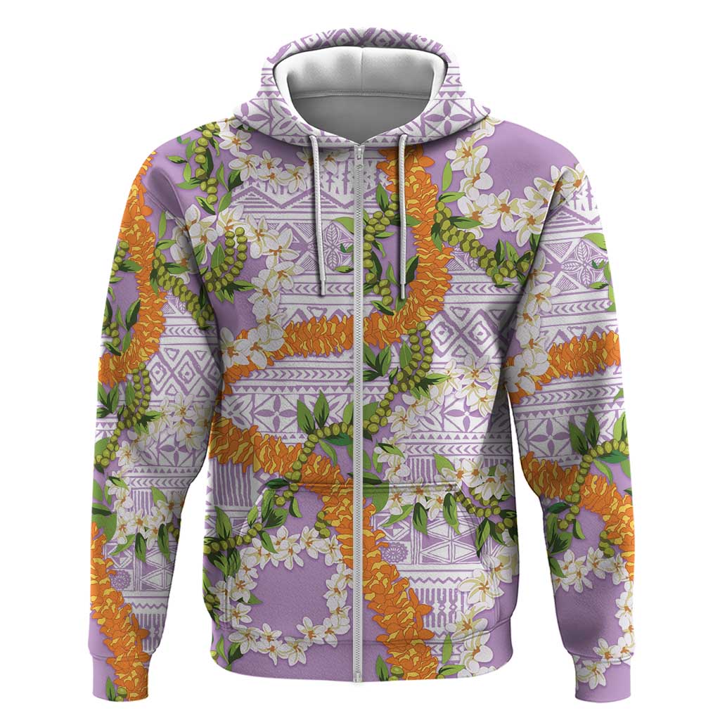 Aloha Festive Hawaii Zip Hoodie Mokihana - Maile and Ilima on Lilac LT7 Zip Hoodie Lilac - Polynesian Pride