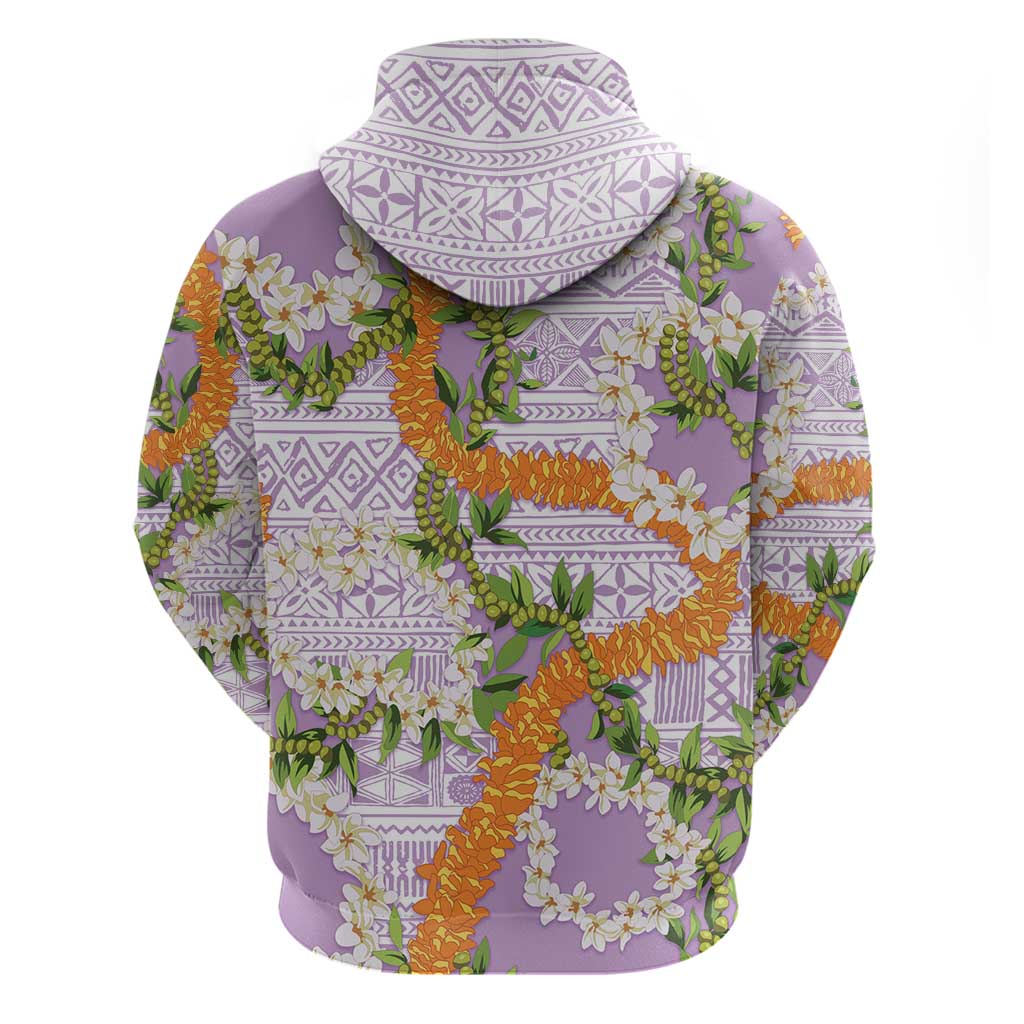 Aloha Festive Hawaii Zip Hoodie Mokihana - Maile and Ilima on Lilac - Polynesian Pride