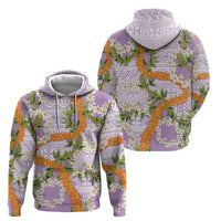 Aloha Festive Hawaii Zip Hoodie Mokihana - Maile and Ilima on Lilac - Polynesian Pride