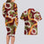 Aloha Festive Hawaii Couples Matching Long Sleeve Bodycon Dress and Hawaiian Shirt Mokihana - Maile and Ilima on Crimson - Polynesian Pride