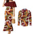 Aloha Festive Hawaii Couples Matching Mermaid Dress and Long Sleeve Button Shirt Mokihana - Maile and Ilima on Crimson - Polynesian Pride