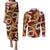 Aloha Festive Hawaii Couples Matching Puletasi and Long Sleeve Button Shirt Mokihana - Maile and Ilima on Crimson - Polynesian Pride