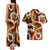 Aloha Festive Hawaii Couples Matching Tank Maxi Dress and Hawaiian Shirt Mokihana - Maile and Ilima on Crimson - Polynesian Pride