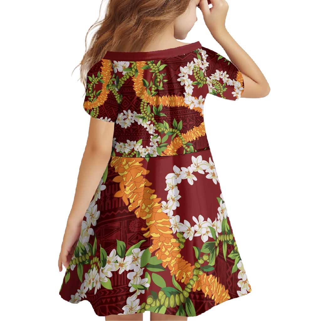 Aloha Festive Hawaii Family Matching Off Shoulder Maxi Dress and Hawaiian Shirt Mokihana - Maile and Ilima on Crimson LT7 - Polynesian Pride