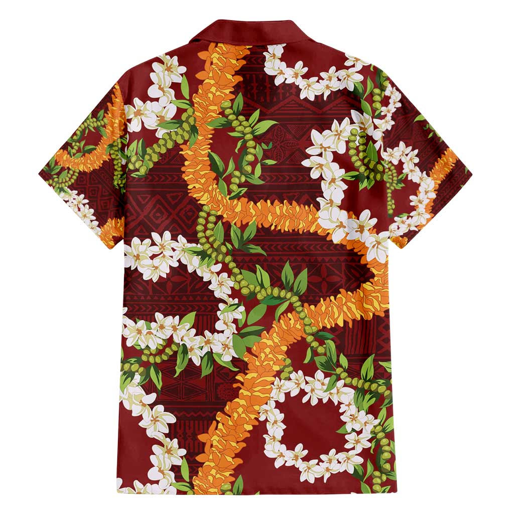 Aloha Festive Hawaii Family Matching Summer Maxi Dress and Hawaiian Shirt Mokihana - Maile and Ilima on Crimson - Polynesian Pride