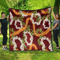 Aloha Festive Hawaii Quilt Mokihana - Maile and Ilima on Crimson - Polynesian Pride