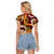 Aloha Festive Hawaii Raglan Cropped T Shirt Mokihana - Maile and Ilima on Crimson - Polynesian Pride