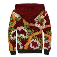 Aloha Festive Hawaii Sherpa Hoodie Mokihana - Maile and Ilima on Crimson LT7 - Polynesian Pride
