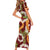 Aloha Festive Hawaii Short Sleeve Bodycon Dress Mokihana - Maile and Ilima on Crimson - Polynesian Pride