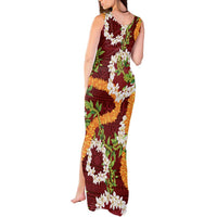 Aloha Festive Hawaii Tank Maxi Dress Mokihana - Maile and Ilima on Crimson - Polynesian Pride