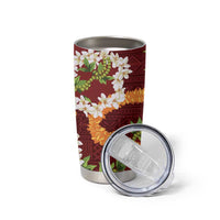 Aloha Festive Hawaii Tumbler Cup Mokihana - Maile and Ilima on Crimson - Polynesian Pride