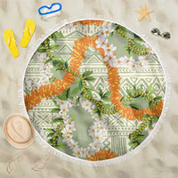 Aloha Festive Hawaii Beach Blanket Mokihana - Maile Leis in Muted Summer LT7 One Size 150cm Sage Green - Polynesian Pride