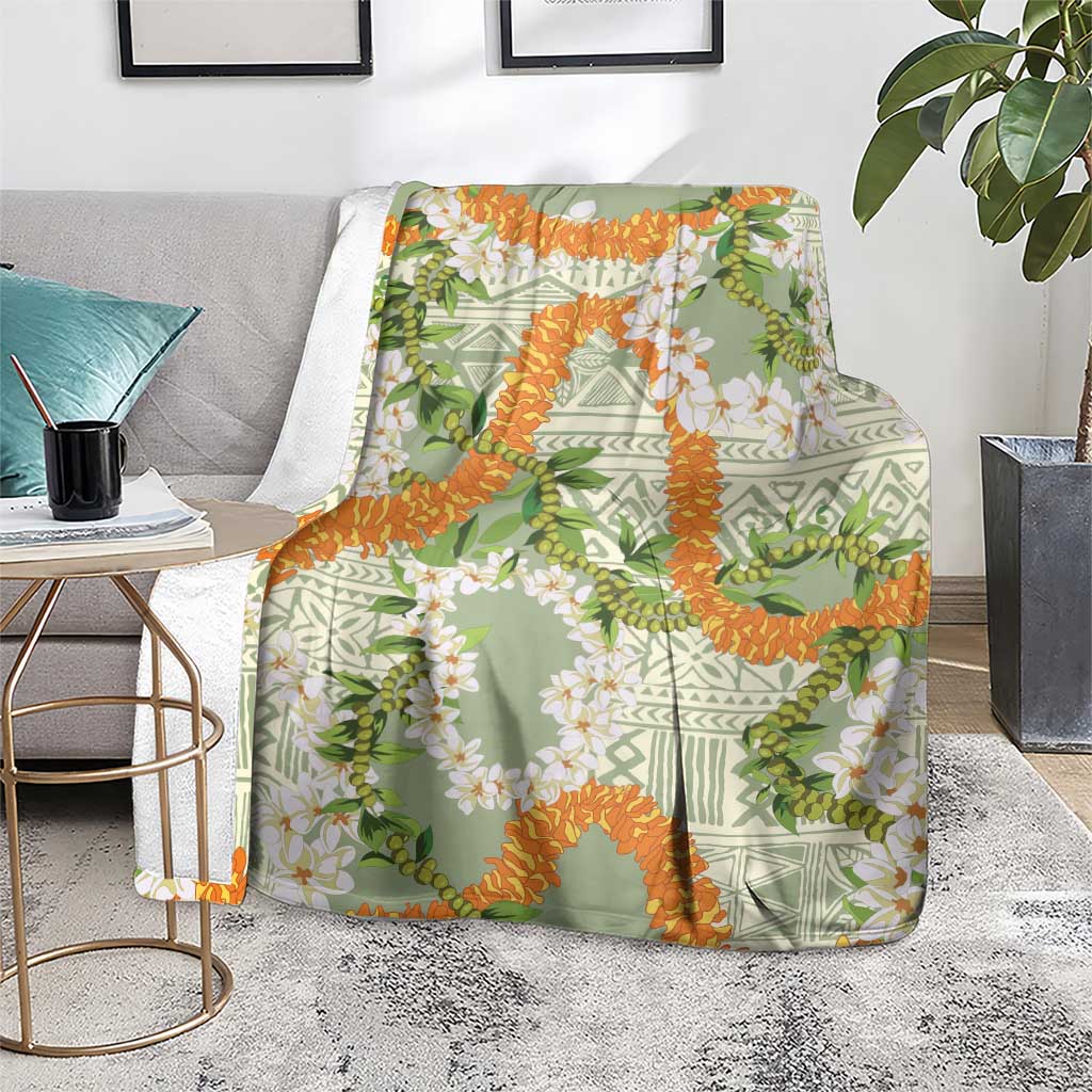 Aloha Festive Hawaii Blanket Mokihana - Maile Leis in Muted Summer - Polynesian Pride