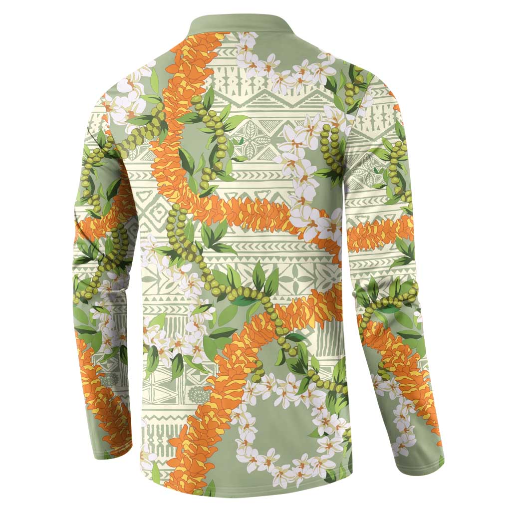 Aloha Festive Hawaii Button Sweatshirt Mokihana - Maile Leis in Muted Summer LT7 - Polynesian Pride