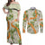Aloha Festive Hawaii Couples Matching Off Shoulder Maxi Dress and Long Sleeve Button Shirt Mokihana - Maile Leis in Muted Summer - Polynesian Pride