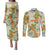 Aloha Festive Hawaii Couples Matching Puletasi and Long Sleeve Button Shirt Mokihana - Maile Leis in Muted Summer - Polynesian Pride